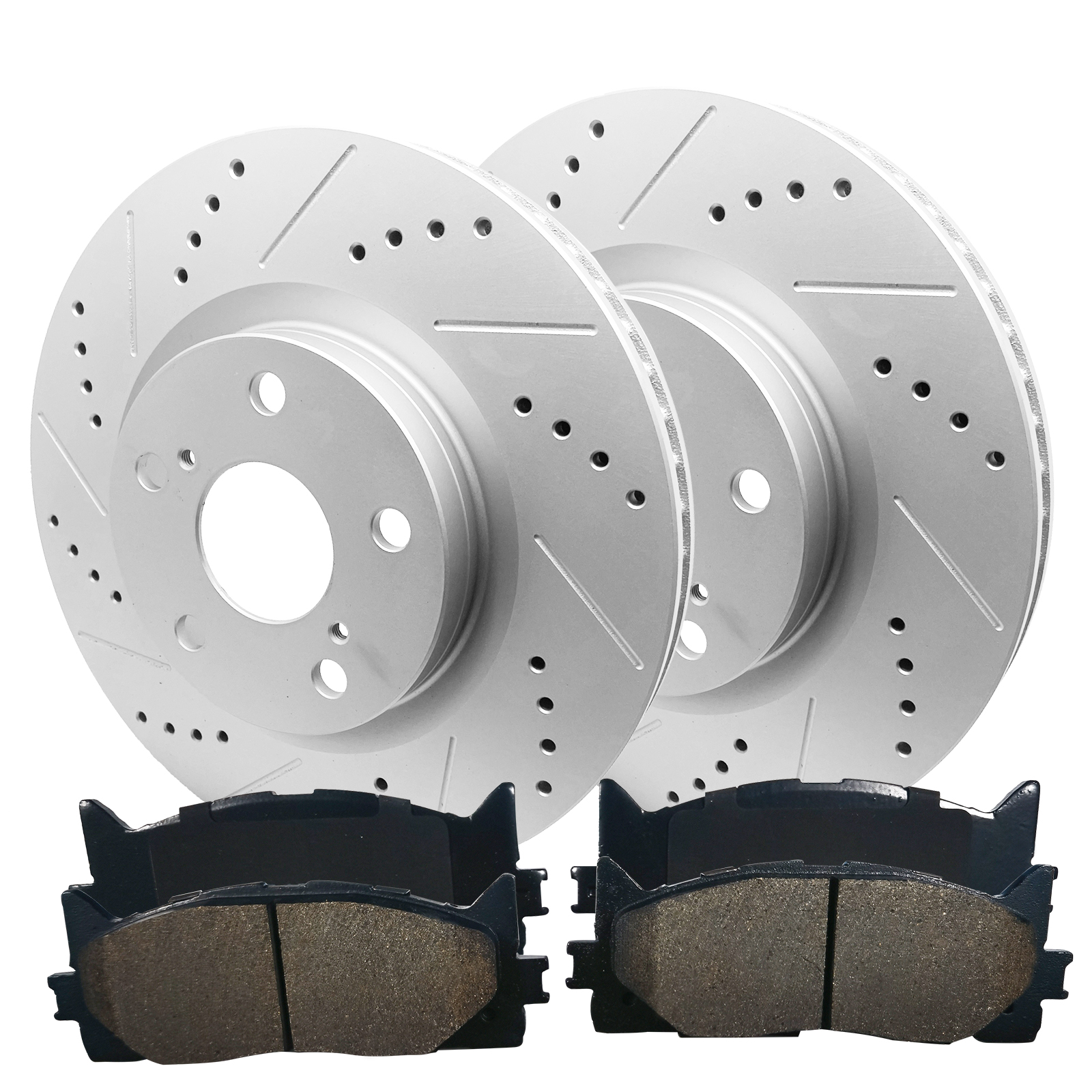 Front Drilled Brake Rotors   Brake Pads Set for Toyota Camry Avalon Lexus ES350