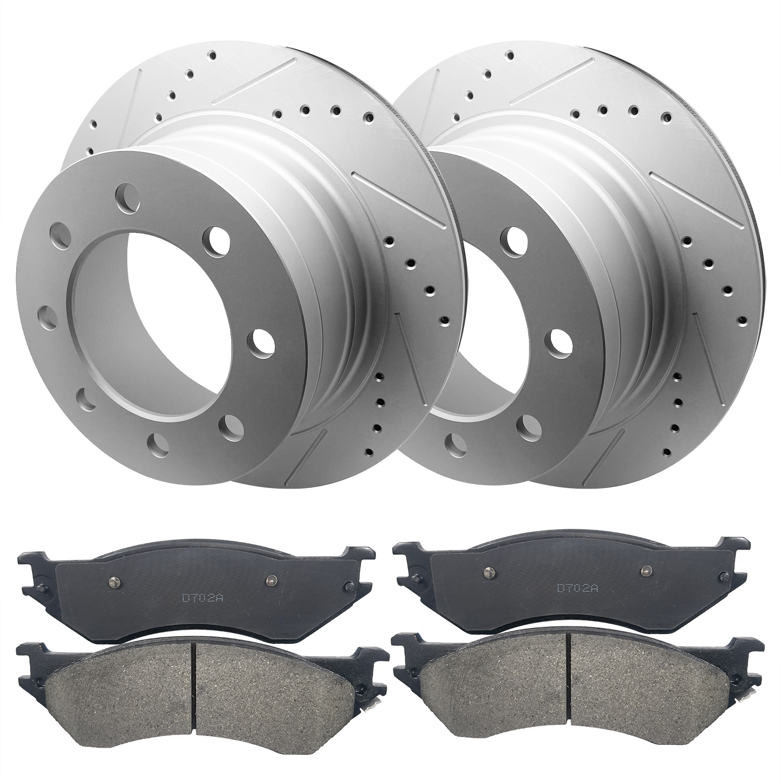 REAR Drilled Disc Brake Rotor   Ceramic Brake Pad for Dodge Ram 2500 3500 8-Lug