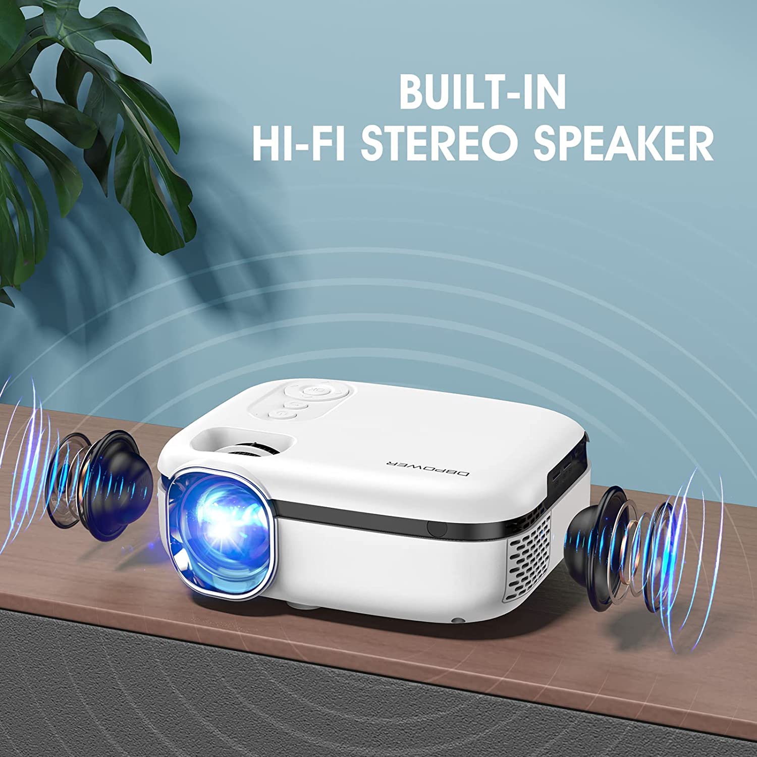 DBPOWER WiFi Mini Projector, 8500L WiFi Projector 1080P Full HD Supported & 240" Display Video Projector, Mini Portable Projector, RD-823 White 