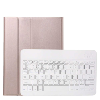 （带电）适用IPAD PRO 11寸 2020 带笔槽可分体无线键盘 玫瑰金皮套+白键盘