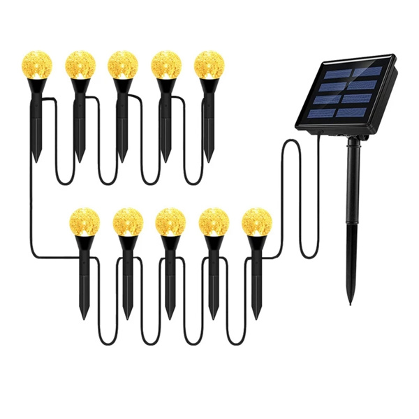 (带电)LED太阳能庭院气泡球灯串插地草坪灯（带说明书）1拖10 暖白-1