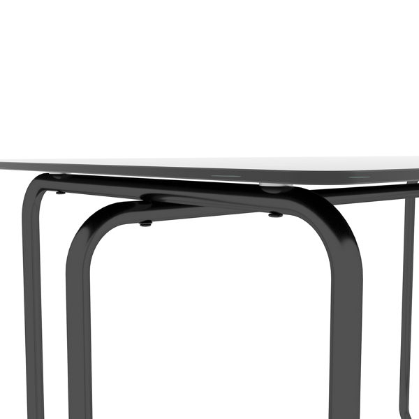 1件式矩形餐桌，带金属框架，厨房用钢化玻璃餐桌，黑色-4