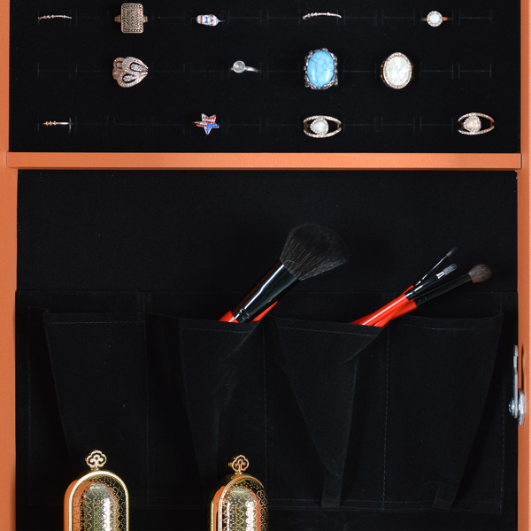 时尚简约的珠宝收纳镜柜，带LED灯，可挂在门或墙上-3