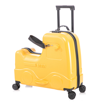 22英寸儿童乘坐行李箱儿童手推车行李随身行李万向轮\锁\安全带\伸缩拉杆黄色