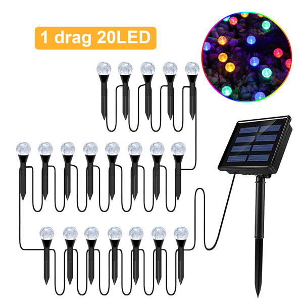 (带电)LED太阳能庭院气泡球灯串插地草坪灯（带说明书）1拖20 彩色-1