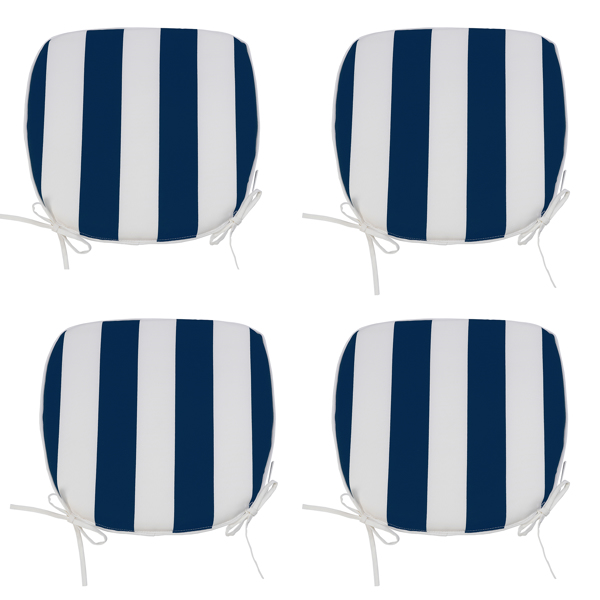 4件套户外椅垫坐垫带系带，露台椅垫（蓝白条纹）-1