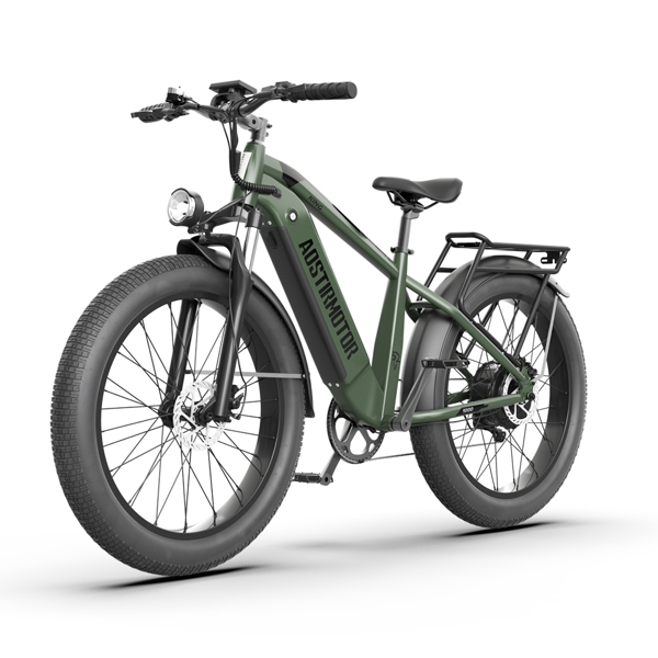 AOSTIRMOTOR新型26英寸1000W电动自行车电动车自行车山地车电动山地车助力车胖轮胎52V15AH成人可拆卸锂电池-1