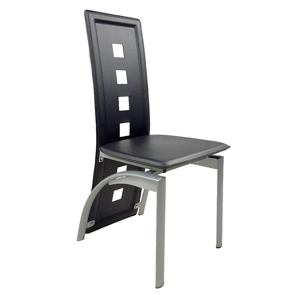  4pcs 长靠背方形镂空装饰 PU革 餐椅 圆管 黑色坐垫电镀椅腿 N201（替换编码13029118）-6