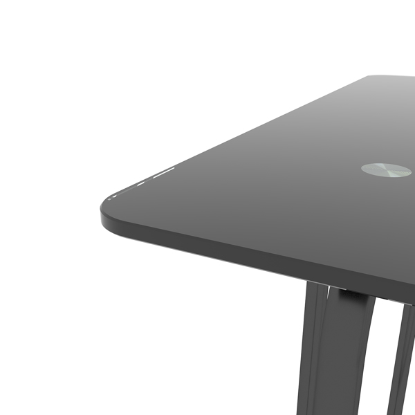 1件式矩形餐桌，带金属框架，厨房用钢化玻璃餐桌，黑色-5