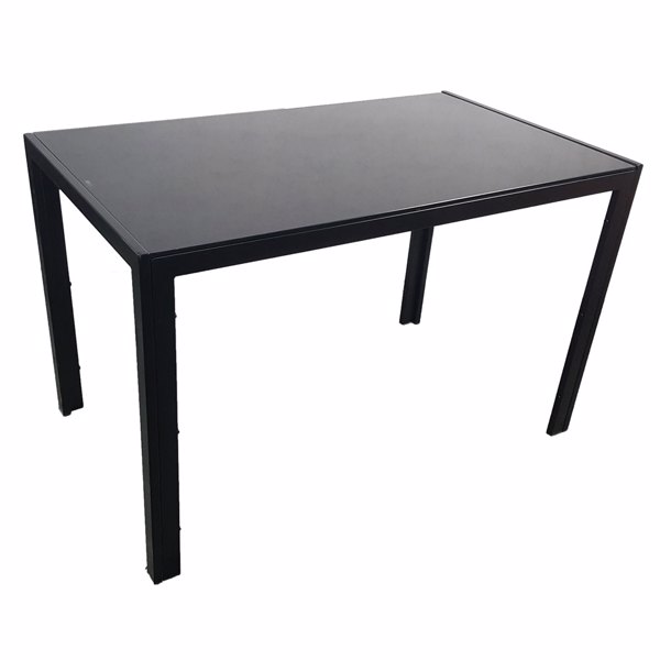  4人座 桌腿框架一体 方形桌腿 餐桌 钢化玻璃不锈钢 黑色 120*70*75cm N201(替换编码：13028197-55761004)-3