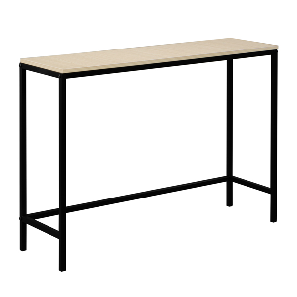  单层简单款式 玄关桌 密度板 铁框架 105*30*71cm 浅胡桃色板材 黑色框架 N001 门庭置物-15