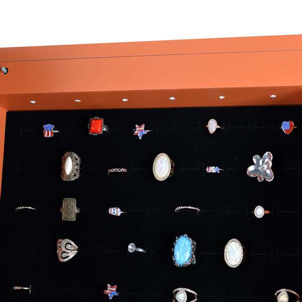 时尚简约的珠宝收纳镜柜，带LED灯，可挂在门或墙上-11