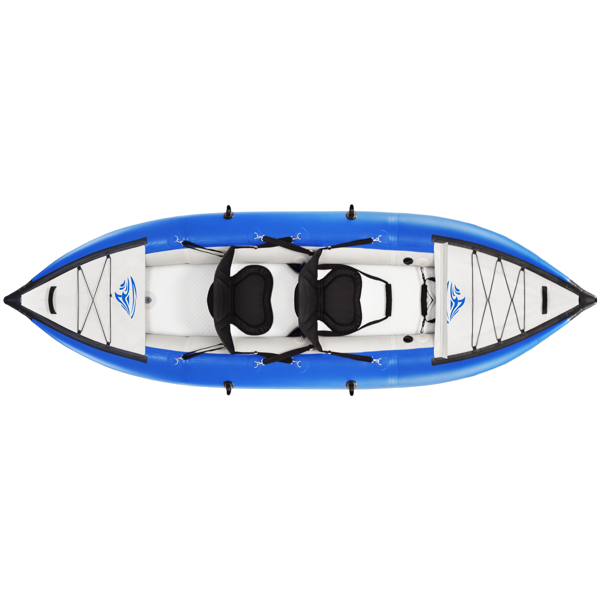 充气皮划艇套装与桨和气泵，便携式休闲旅游皮划艇可折叠钓鱼旅游皮划艇，串联2人皮划艇-16