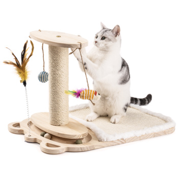 猫玩具1层转盘猫球玩具羽毛棒互动猫玩具与5互动球猫抓挠垫