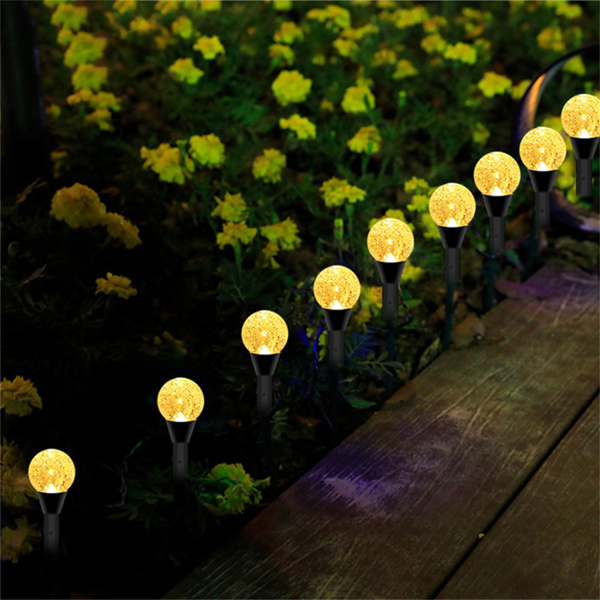 (带电)LED太阳能庭院气泡球灯串插地草坪灯（带说明书）1拖10 暖白(周末不发货)-7