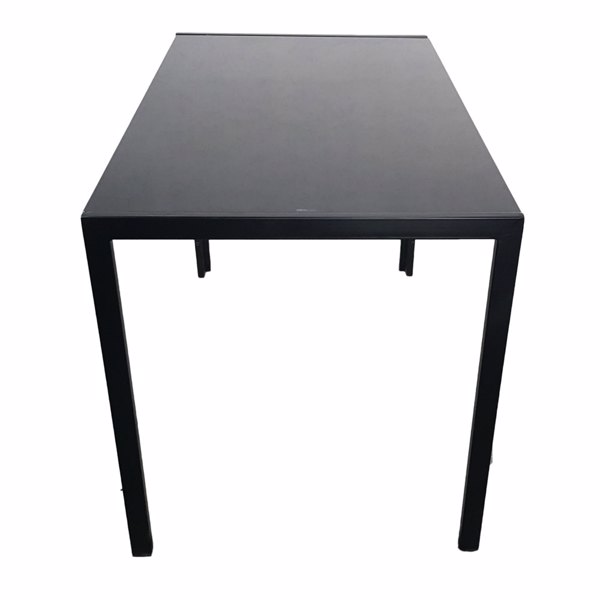  4人座 桌腿框架一体 方形桌腿 餐桌 钢化玻璃不锈钢 黑色 120*70*75cm N201(替换编码：13028197-55761004)-6