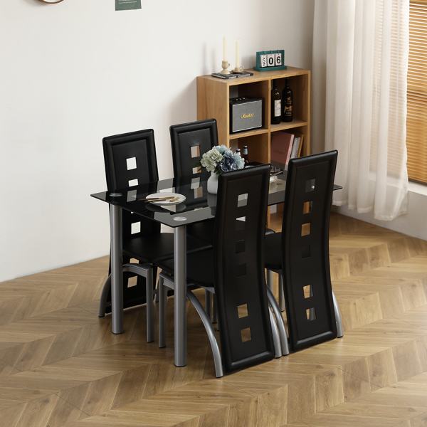 110CM黑清色餐桌套装（本产品将拆分成两个包裹）桌腿为黑色，(替换编码82947862)-5