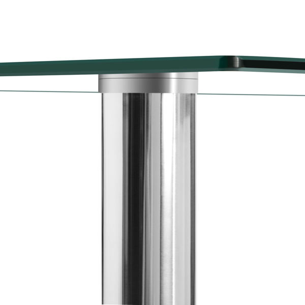 6人座 简约长方形 圆柱腿 餐桌 钢化玻璃不锈钢 清玻 135*70*75cm N201（替换编码：41827204）-4