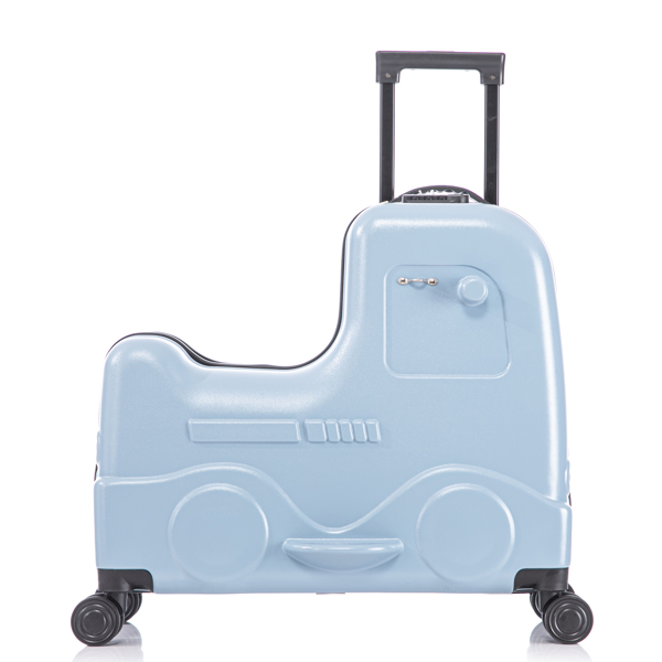 22英寸儿童乘坐行李箱儿童手推车行李随身行李万向轮\锁\安全带\伸缩拉杆 蓝色-3
