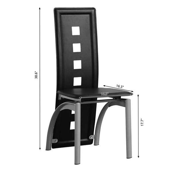  4pcs 长靠背方形镂空装饰 PU革 餐椅 圆管 黑色坐垫电镀椅腿 N201（替换编码13029118）-9