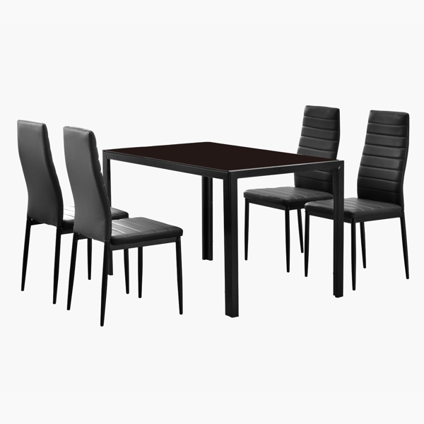  4人座 桌腿框架一体 方形桌腿 餐桌 钢化玻璃不锈钢 黑色 120*70*75cm N201(替换编码：13028197-55761004)-8