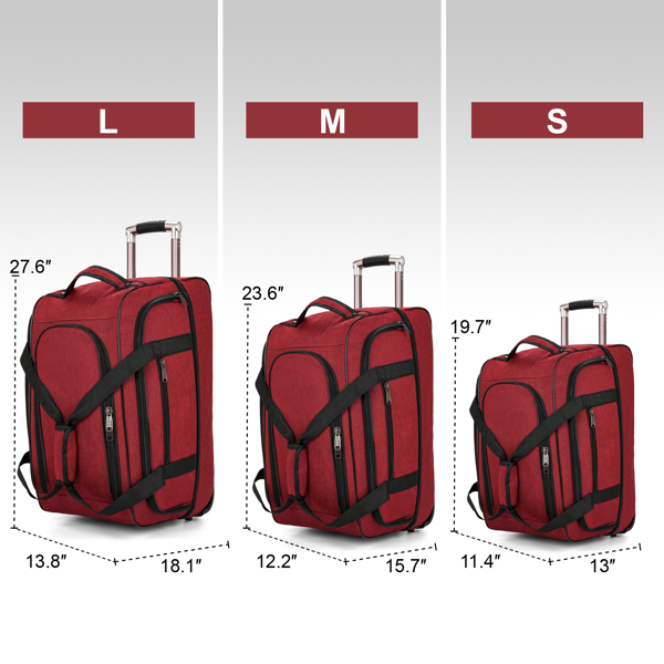 可拓展 三件套拉杆箱 轻便行李箱旅行箱   红黑色-3