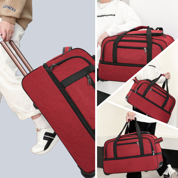 可拓展 三件套拉杆箱 轻便行李箱旅行箱   红黑色-2
