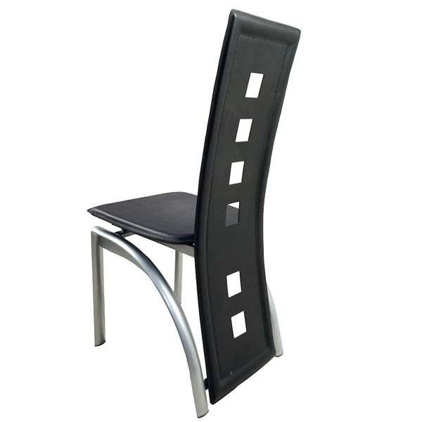  4pcs 长靠背方形镂空装饰 PU革 餐椅 圆管 黑色坐垫电镀椅腿 N201（替换编码13029118）-4