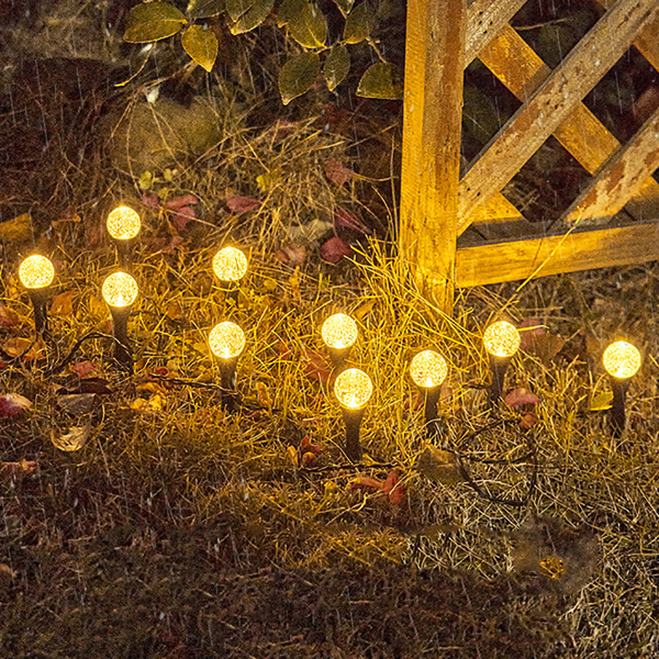 (带电)LED太阳能庭院气泡球灯串插地草坪灯（带说明书）1拖10 暖白(周末不发货)-15