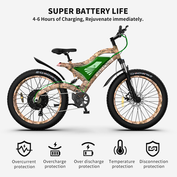 AOSTIRMOTOR 26" 电动自行车1500W电机48V15Ah可拆卸锂电池-14