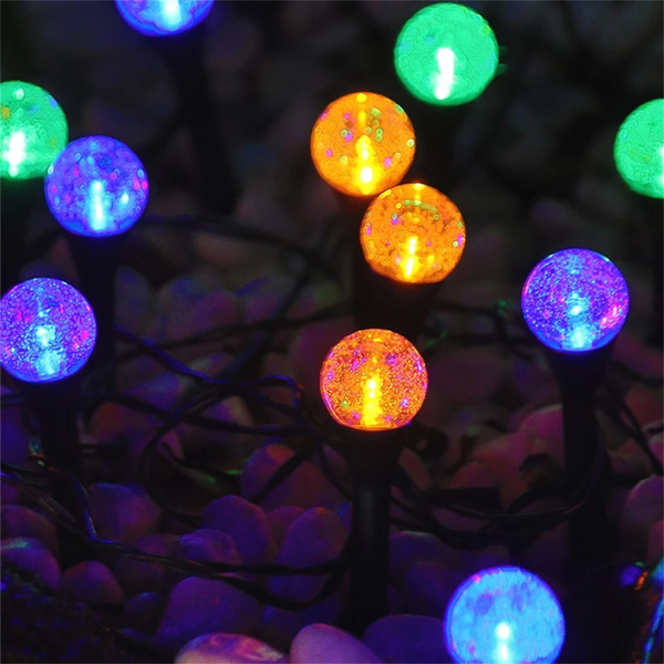(带电)LED太阳能庭院气泡球灯串插地草坪灯（带说明书）1拖10 彩色-4
