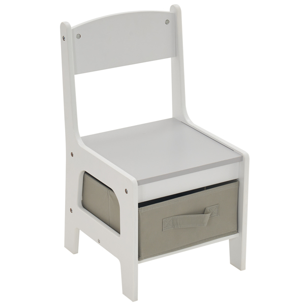  一桌两椅带两个收纳袋 三聚氰胺板 密度板 灰白色 儿童桌椅 61.5*61.5*48cm 可收纳 N101-21