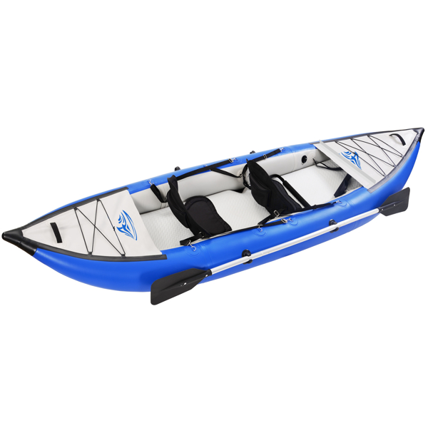 充气皮划艇套装与桨和气泵，便携式休闲旅游皮划艇可折叠钓鱼旅游皮划艇，串联2人皮划艇-10