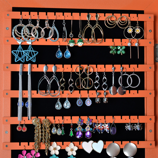 时尚简约的珠宝收纳镜柜，带LED灯，可挂在门或墙上-4
