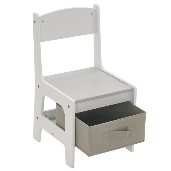  一桌两椅带两个收纳袋 三聚氰胺板 密度板 灰白色 儿童桌椅 61.5*61.5*48cm 可收纳 N101-20