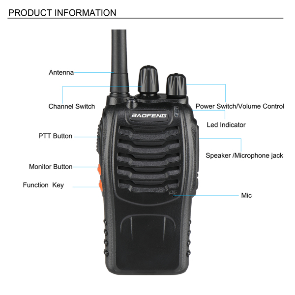  USB BF-88E 2pcs 0.50W 1500mAh 模拟对讲机 手持一体充带耳机 成人-26