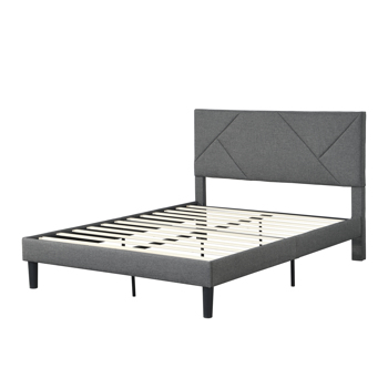 全尺寸软垫平台床架灰色容易组装