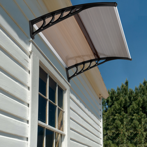 100*96cm 棕色板黑色支架 雨篷 塑料支架 阳光板 前后铝条-26