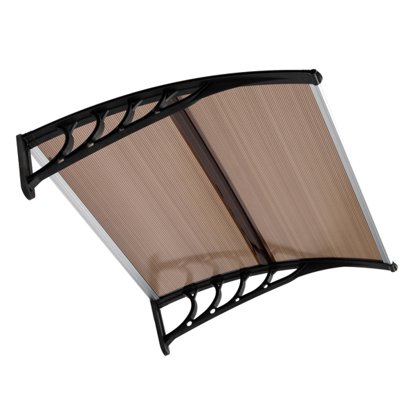 100*96cm 棕色板黑色支架 雨篷 塑料支架 阳光板 前后铝条-11