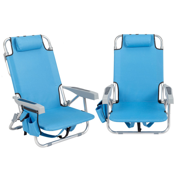  蓝色 沙滩椅 牛津布 银白色铝管 63*65*82cm 100kg 矮款 N001-1