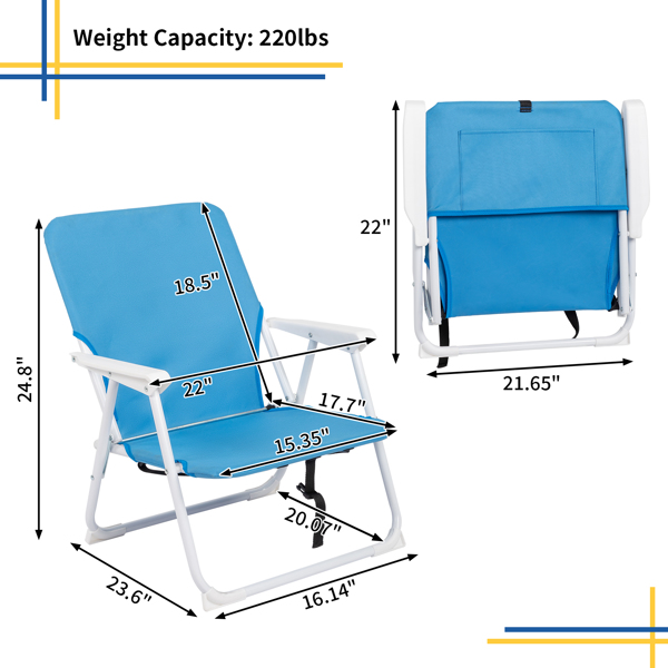  蓝色牛津布 沙滩椅 白色铁框架 56*60*63cm 100kg N001-25