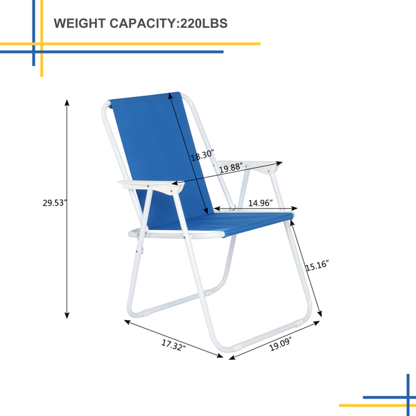  蓝色牛津布 沙滩椅 白色铁框架 52*54.5*75.5cm 100kg N001-9