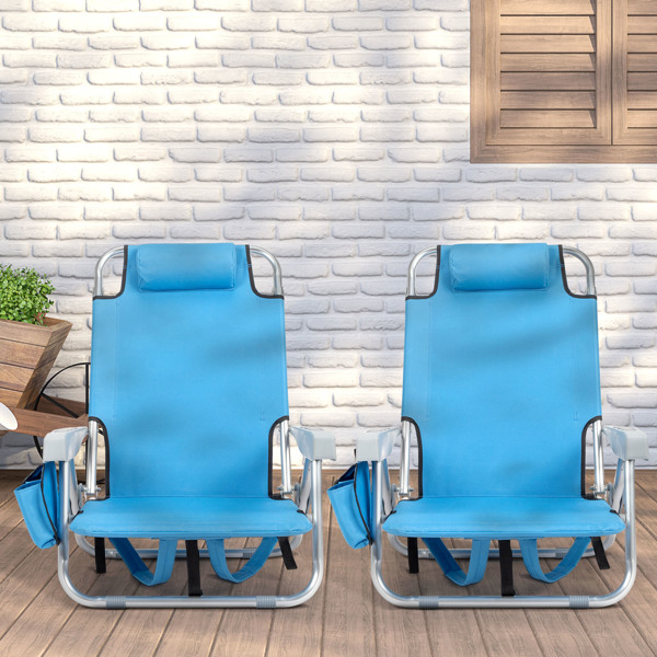  蓝色 沙滩椅 牛津布 银白色铝管 63*65*82cm 100kg 矮款 N001-28
