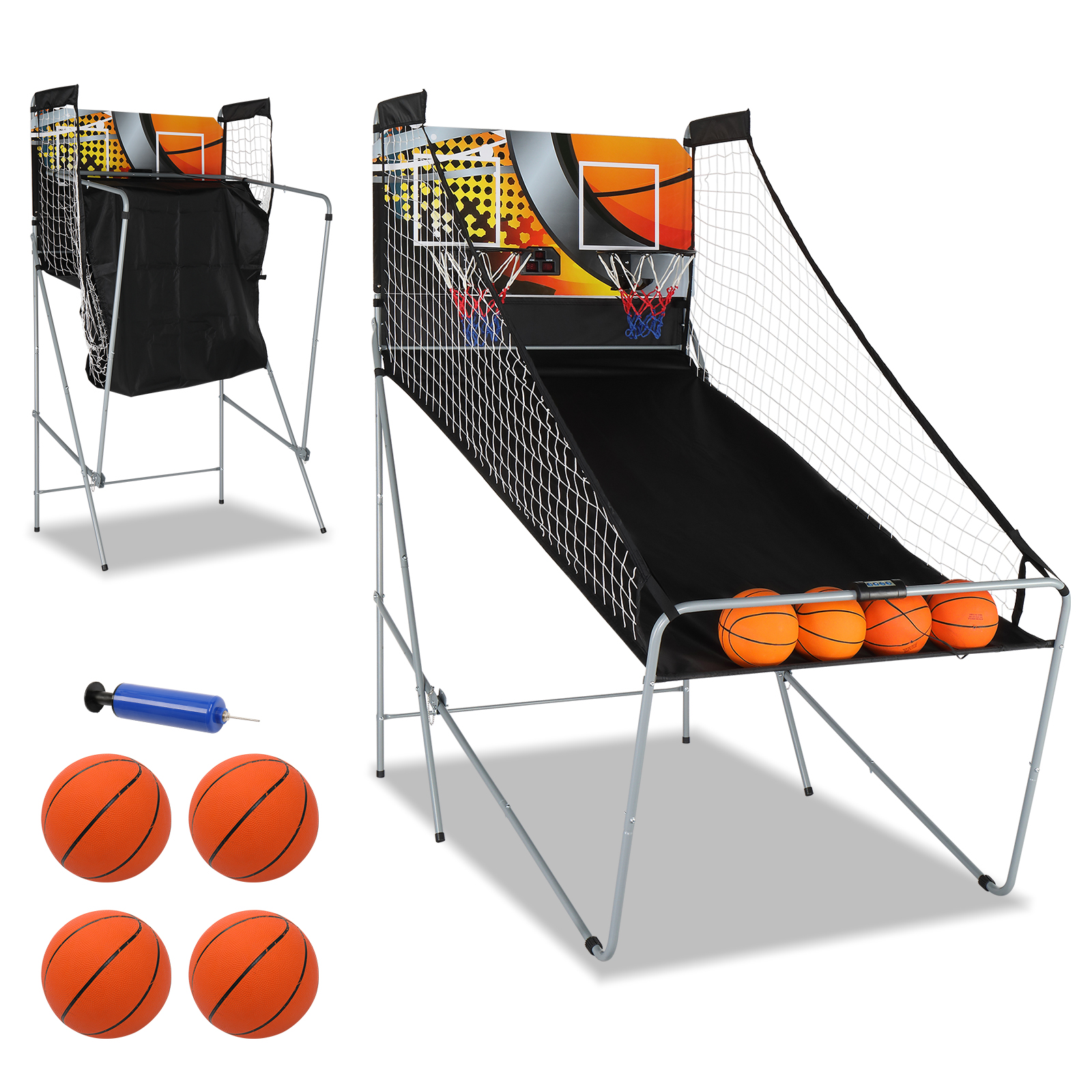 Indoor basketball, arcade game, double basket electronic shooting, 2 players, 4 balls