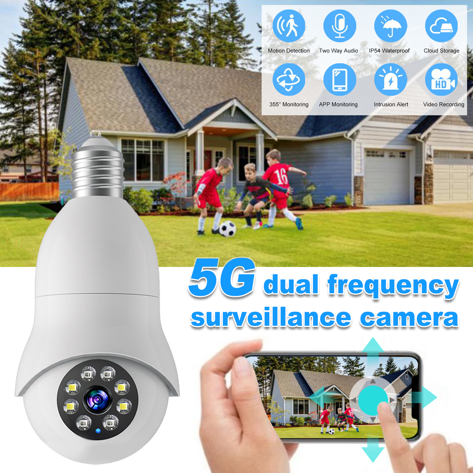 Full HD 1080P Wireless Wifi IP Camera E27 Bulb Home Security Lamp Light Camera