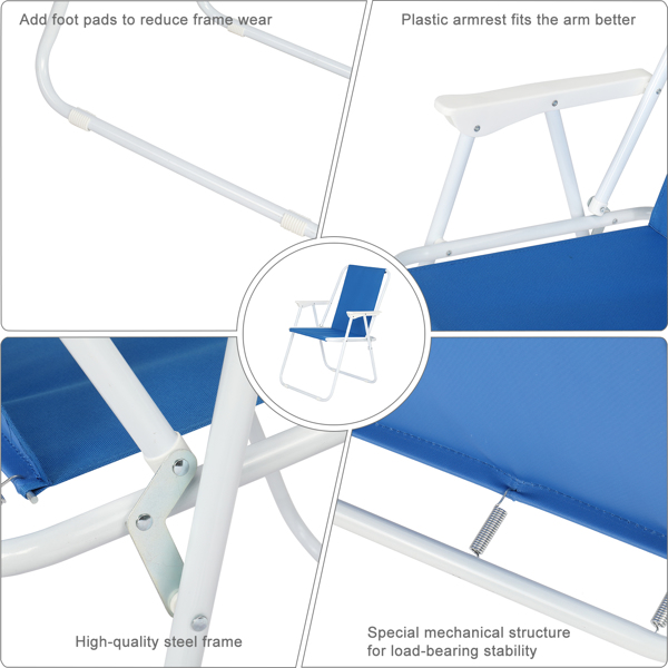  蓝色牛津布 沙滩椅 白色铁框架 52*54.5*75.5cm 100kg N001-35