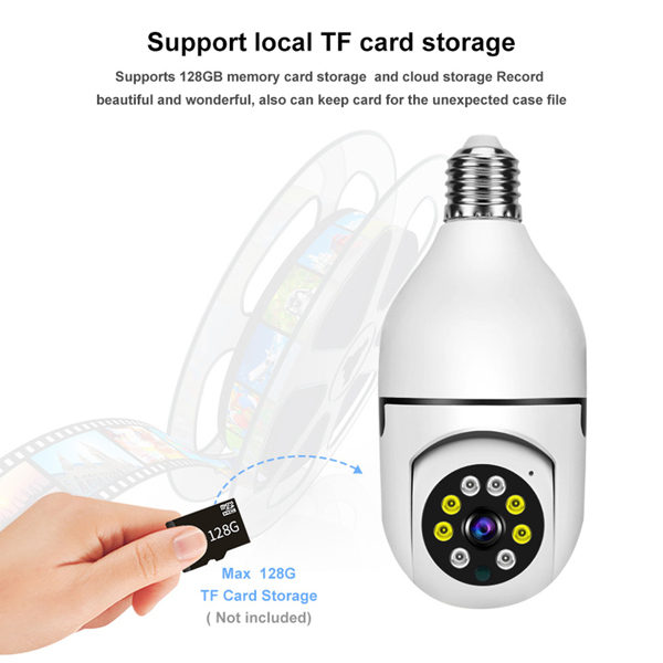 (带磁）200万灯泡式家用无线WiFi高清360全景摄像头 双光 2.4/5G双频(周末不发货)-7