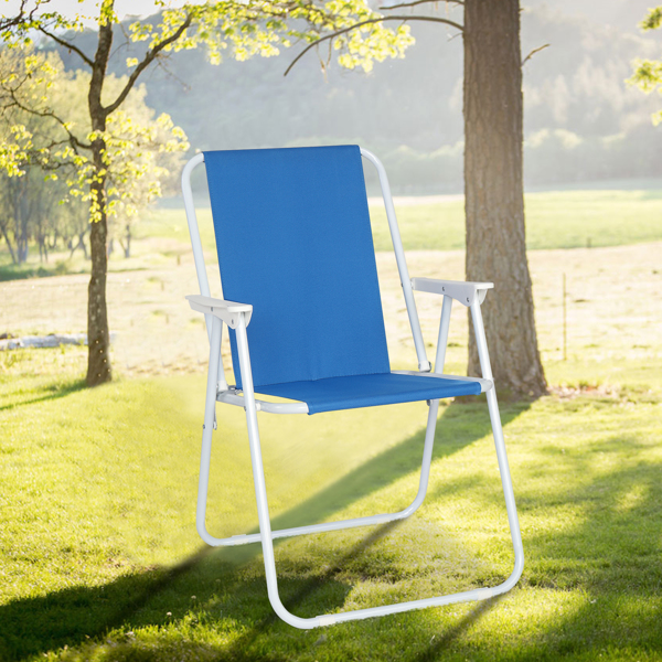  蓝色牛津布 沙滩椅 白色铁框架 52*54.5*75.5cm 100kg N001-40