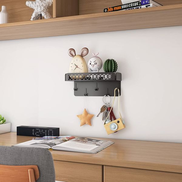 钥匙钩架，邮件管理器和厨房存储，用于墙面装饰的5个钥匙钩。-7