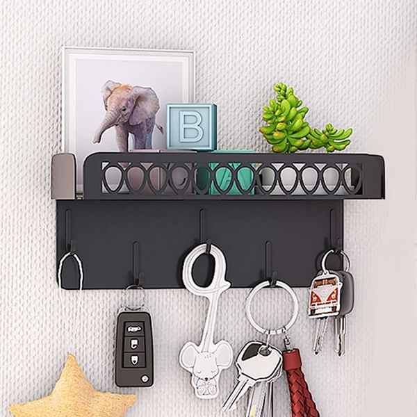 钥匙钩架，邮件管理器和厨房存储，用于墙面装饰的5个钥匙钩。-3